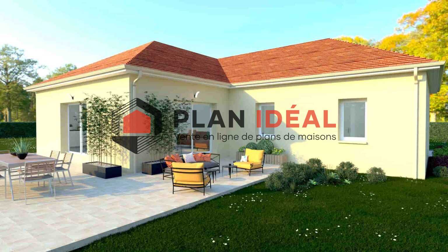 Plan maison en L plain-pied - Plan ideal