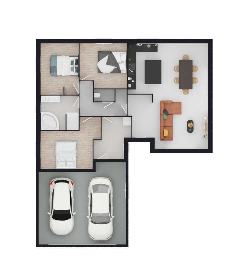 plan de maison en L