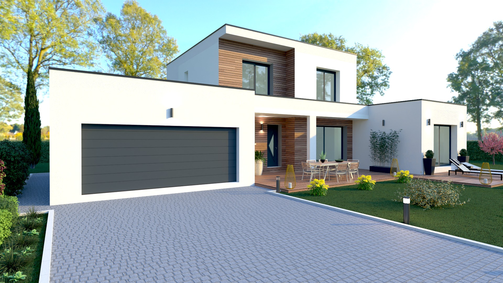 construction d'une maison à toit plat
