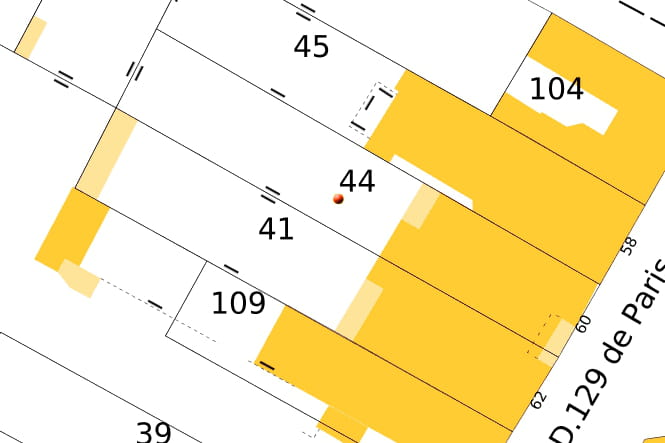 plan cadastral avec constructions en limite de propriété