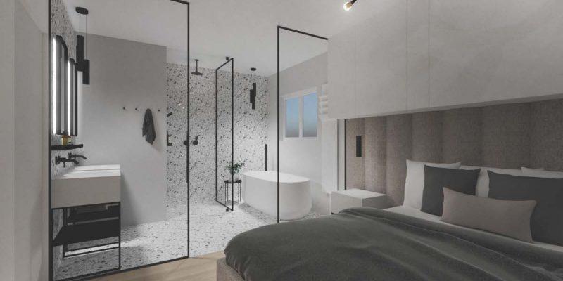 Salle de bain ouverte sur la chambre